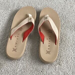 Amiani Red and Tan Women's Sandals